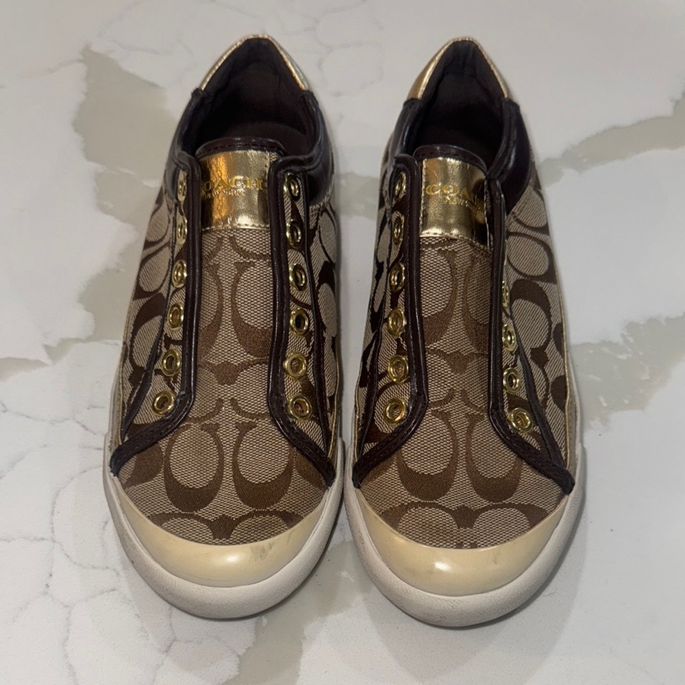 Coach Brown and Gold Women's Sneakers